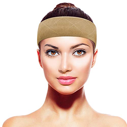 TopWigy Wig Grip Band Velvet Wig Band Adjustable Non Slip Headband Beige