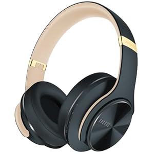 Bluetooth Kopfhörer Over Ear, Bis zu 90 Std Kabellose Kopfhörer mit 3 EQ-Modi, HiFi Stereo Faltbare Headset mit Mikrofon, weiche Ohrpolster für iPhone/ipad/Android/Laptops (Asphaltgrau)