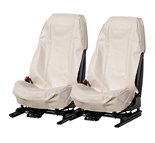 L&P Car Design GmbH A080 Sitzschoner Werkstattschoner Sitzbezug aus Robustem Kunstleder Beige Schonbezug Wasserdicht Pflegeleicht Robust Langlebig mit und Ohne Airbag Seitenairbag