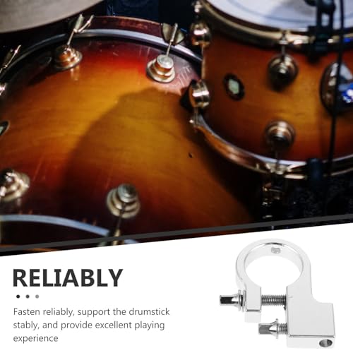 Abrazadera para pedal de batería y baquetas, soporte para baqueta plateado, accesorio para instrumentos compatibles con hardware de montaje para pedal de batería, uso en percusión miniatura 3