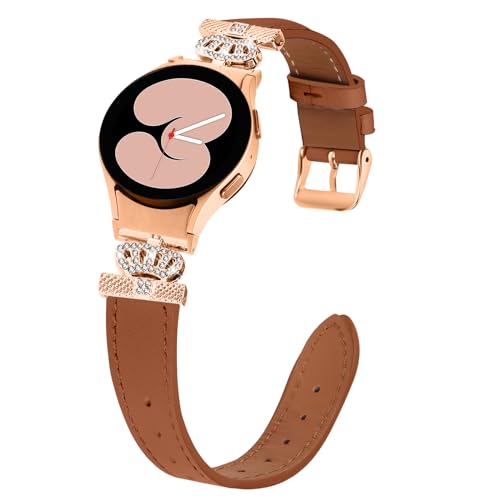 Replacement Strap Compatible With Galaxy Watch 6 40mm 44mm/Galaxy Watch 6 Classic 43mm 47mm,Adjustable Genuine Leather Wrist Strap with Metal Buckle3