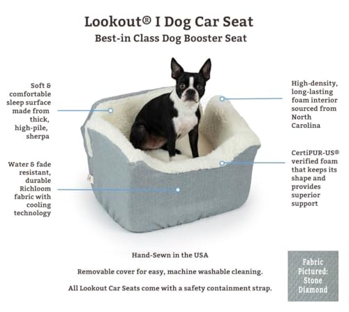 Image of Snoozer Dog Car Seat for Dogs up to 18lbs, Lookout I, Grey Quilted (S)