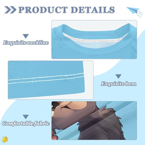 Cartoon Goat Blue Kids Bathing Suits Girls UV Protection Basketball Shirt Swimwear Beach Tops 3T3