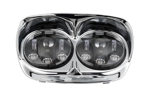 Motorcycle 5 3/4 LED Headlight Projector Lamp Compatible With Harley Road Glide FLTR 1998-2013 2012(Chrome Black)