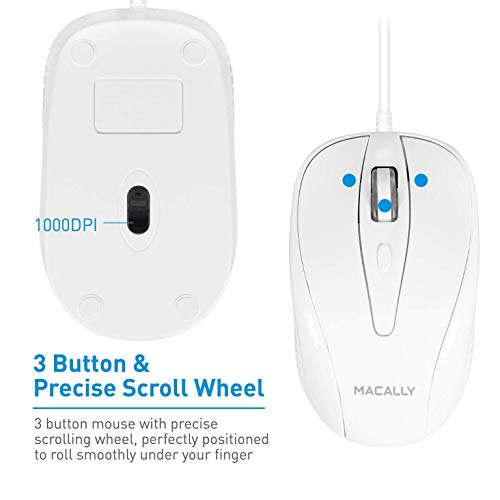 Macally Ambidextrous Wired Mouse and an Adjustable Vertical Laptop Stand, Universally Designed to Fit Any Laptop