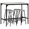 HOMCOM 5 Piece Counter Height Bar Table Set Rustic 4325 Dining Table with 4 Bar Stools Kitchen Table with Wooden Top for Pub Dining Room Gray