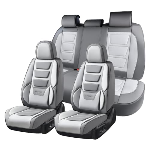 Image of Coverado Car Seat Covers Full Set, Seat Covers for Cars, Front Seat Covers and Back Seat Cover Waterproof Leather Automotive Seat Cover, Universal Car Interior Protectors Cushion for Most Cars