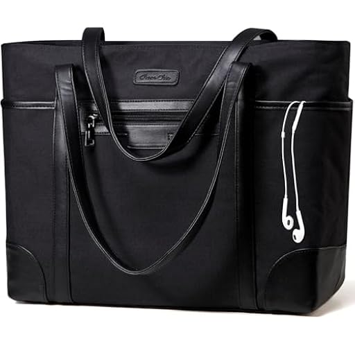 Chase Chic Bolso Mujer Grande, Bolsos para Universitarias Portátil 17.3 Pulgadas Tote Bag Trabajo Impermeable con 21 Bolsillos, Gran Capacidad 24.7L, Negro | Ya disponible en tu tienda friki favorita! En mundofriki.es!