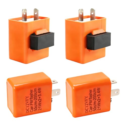 4 Piezas Relé Intermitente LED Moto, 12V 2 Pines Relé Intermitente Ajustable, Universal para Motocicleta, Scooter y Bicicleta, Relés de Señal Ajustable 50 200c/m con Protección contra Cortocircuito