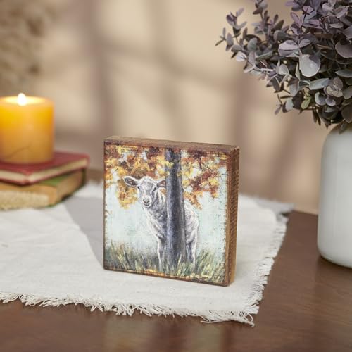 Primitives-by-Kathy-Fall-Sheep-Home-Decor-Block-Sign Primitives by Kathy Fall Sheep Home Decor Block Sign