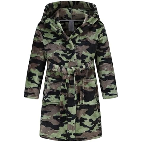 HDOBHIO Boys Girls Robe Soft Fleece Bathrobe for Kids Camo 13-14 Years Cover