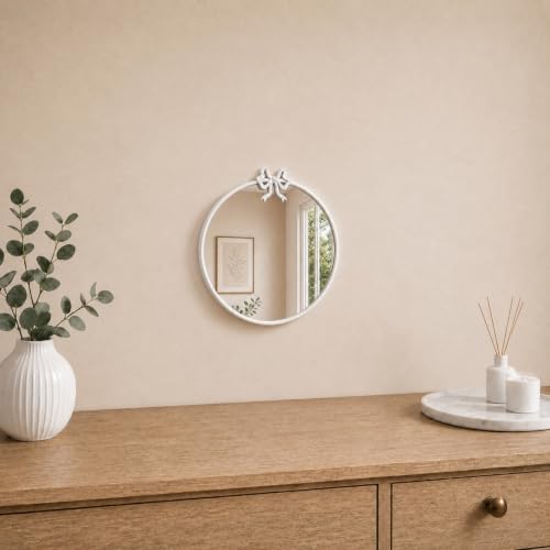 Image of 12 Inch White Circle Mirror Round Mirror Vintage Wall Mirror Decorative