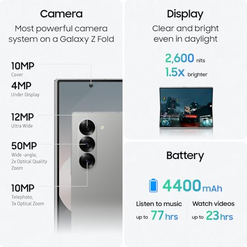 Samsung Galaxy Z Fold 6, 256GB Unlocked Android Smartphone, Circle to Search, Hands-Free Interpreter, AI Photo Edits, Foldable Display for Multitasking, 2024, US 1 Yr Warranty, Silver Shadow by Samsung - Image 3