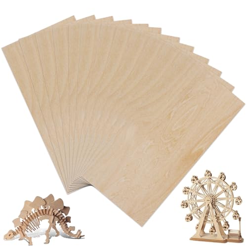 Vylro 12 Piezas Madera de Balsa Fina,200mm×100mm Plywood Sheets,Madera de Balsa,Tablero Contrachapado de Tilo,Contrachapada para Manualidades,Pintura,Manualidades Creativas,Modelismo y Decoración