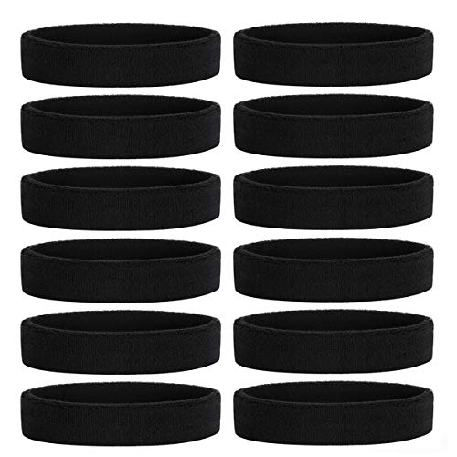 ONUPGO 12PCS Black Headbands Sweat Band for Men & Women - Sports Headb
