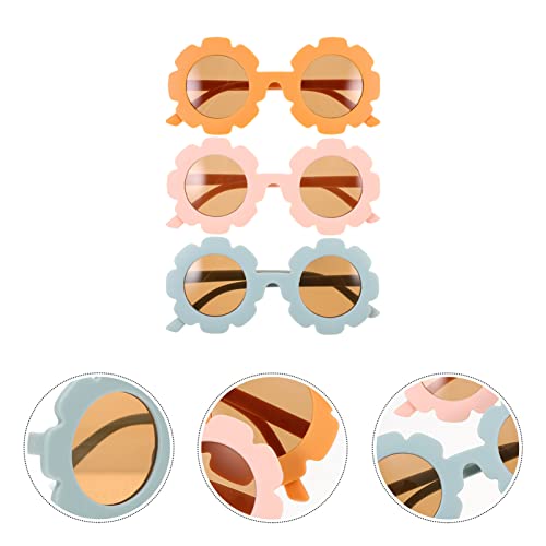 Amosfun 3Pairs Toddler Sunglasses Girl Sunflower Sunglasses Baby Sunflower Glasses - Image 2