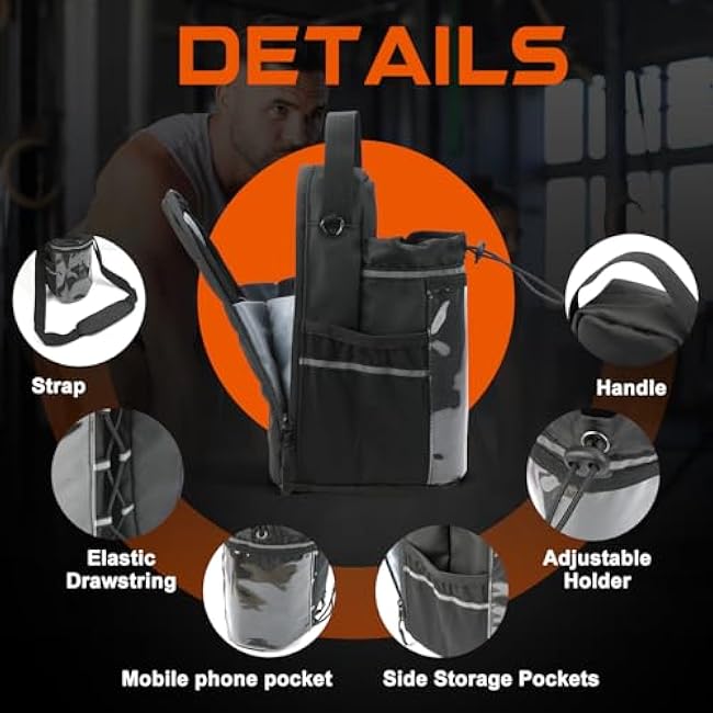Magnetic Gym Bag for Men and Women, Magnetic Water Bottle Holder Bag with Touch-screenable Clear Phone Pocket & Shoulder Strap, Gym Sling Bags, Crossbody Magnetic Gym Pouch Accessories Organizer