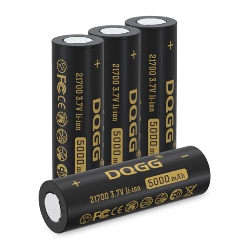 MLGBDC 4 Pack 21700 Battery 5000mAh High Capacity 3.7volt Flat Top Li-ion Battery 21700 Rechargeable Batteries