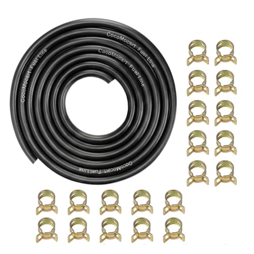 CocoMocart 1/4 Inch ID Fuel Line Hose 10FT 6mm 1/4" NBR Rubber Hose with clamps for Kawasaki Kohler Briggs & Stratton Small Gas Diesel Powersports Engines