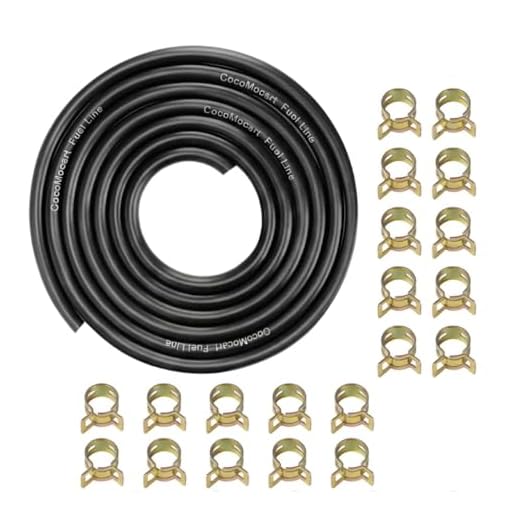 CocoMocart 9.85-Foot Length Stretchy 1/4 Inch ID Fuel Line+20pcs 2/5" ID Hose Clamps for Kawasaki Kohler Briggs & Stratton Small Engines