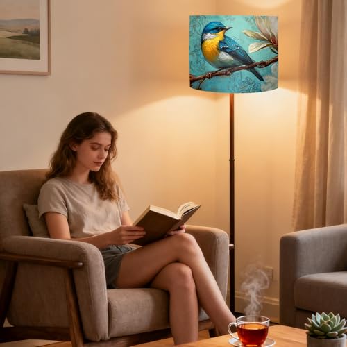 Image of Nuxovilar Lamp Shades Set of 2, 13 inch Top x 13 inch Bottom x 10 inch High (Spider) | Floor lamp shades magnolia bird design living room office art studio light covers (Magnolia)