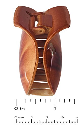 Parcelona-French-Fat-Captain-Beige-Wave-Medium-2-34-Covered-Spring-Celluloid-Jaw-Hair-Claw-Clip Parcelona French Elegant Beige Wave Medium 2 3/4" Covered Spring Celluloid Acetate Jaw Hair Claw Clip Non Slip Women Hair Accessories, Made in France