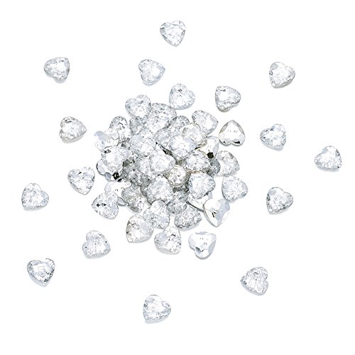 Pandahall 100Pcs 2-Hole Acrylic Crystal Clear Rhinestone Sewing Fastening Buttons Jewelry Scrapbooking Heart 1/2 Inch Faceted Hole: 1Mm #TOP1