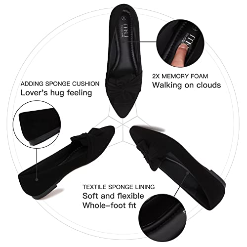 MUSSHOE Women's Flats Dressy Pointed Toe Comfortable Bowknot Ballet Flats Shoes3