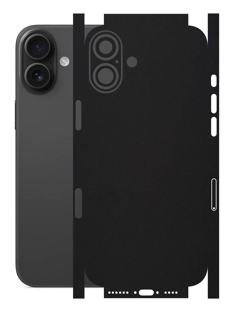 AtOdds - Full Body Back Screen Guard Protector Film - Lamination Wrap Skin Sticker for iPhone 16 Plus | Scratchproof Matte Finish (Design - Matte Black)-image-39