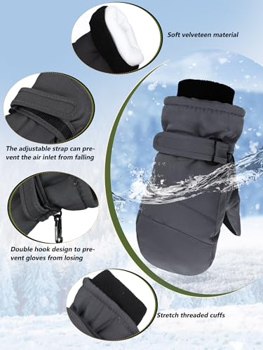 Image of SATINIOR Kids Snow Mittens Waterproof Winter Ski Gloves Warm Thicken Snow Gloves for Girls Boys