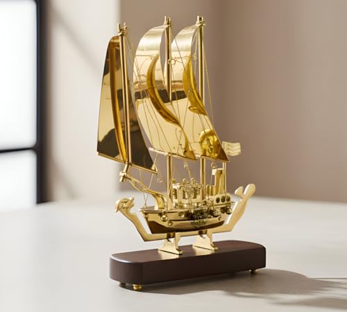 Image of DSH CRAFTING YOUR CURIOSITY Brass Titanic Ship 12 Inch Showpiece with Wooden Base Gold Perfect for Home Decoration and Gifting (Small)