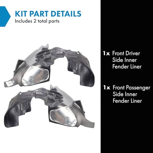 Image of TRQ Front Inner Fender Liner Set Compatible with 2007-2017 Jeep Wrangler 2018 Wrangler JK CH1250132 CH1251132