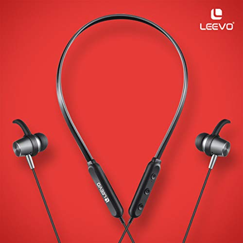 Image of Leevo Dance Wireless Neckband Earphones with Super-Fast Charging, Magnetic Ear-Tips and a Mesmerizing Sound Quality (Steel Grey)