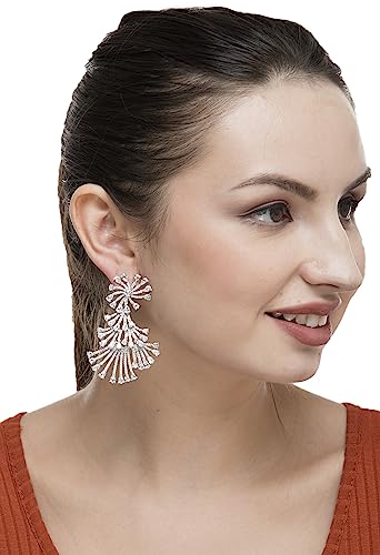 Auraa Trends Rhodium Plated American Diamond Zircon Silver Earring Set For women and Girls AT-286 - Image 2