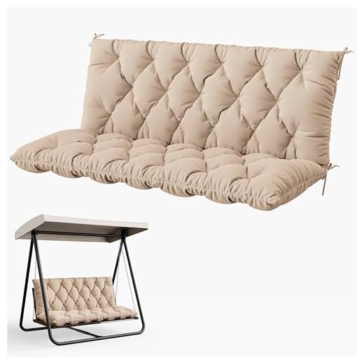 Snubbull Porch Swing Cushion with Backrest 2-3 Seater Outdoor Bench Cushions Waterproof & Fade Resistant Thickened 5 Inch Swing Replacement Cushion Ties for Patio, Garden & Backyard(60''×40''×5'')