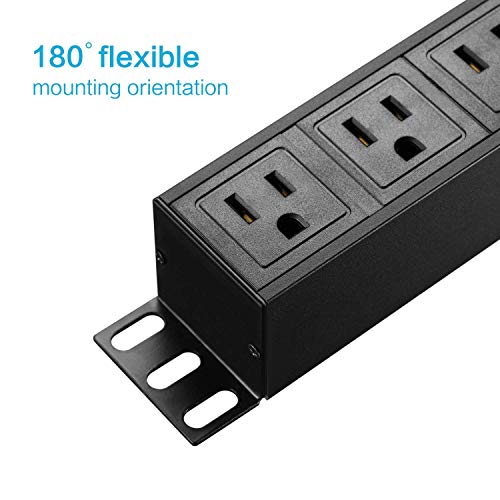 image for KMC 8-Outlet Metal Power Strip Surge Protector, Rack Mount PDU, Metal 