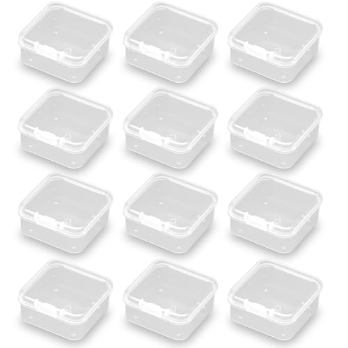 Image of 24 Pack Clear Square Plastic Beads Storage Containers Box (1.69 x 1.69 x 0.79 Inch),Square Bead Organizers for Small items, Crafts, Beads, Coins, Jewelry and Business Cards