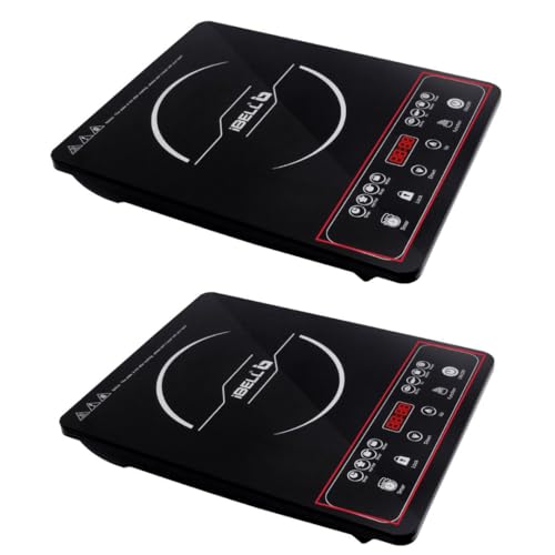 Image of iBELL 20YO Induction Cooktop 2000 W (Pack of 2) | Electric Double Induction Stove with Full Touch Control, Auto Shut-Off & Overheat Protection, Crystal Glass Surface | 1 + 1 Year Warranty