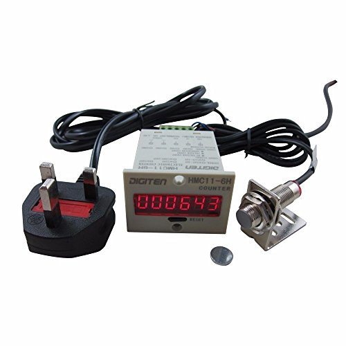Digiten 110V-240V 6-dígitos 0-999999 LED pantalla digital de contador up+Hall NPN sensor de proximidad interruptor+soporte