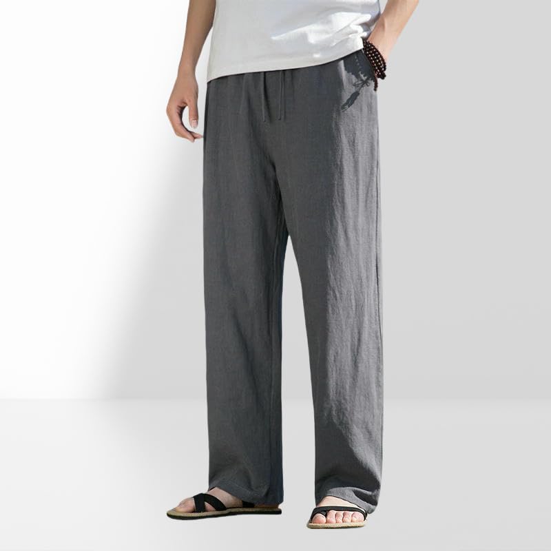 Men's Spring Summer Cotton Linen Chinese Style Vintage Straight Loose Breathable Casual Long Pants3