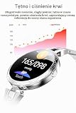 Smartwatch dla kobiet, inteligentny zegarek kompatybilny z iOS, Android, iPhone, Samsungiem, monitor aktywności z pulsem, wodoodporny, krokomierz, Bluetooth, monitor aktywności snu, srebrny