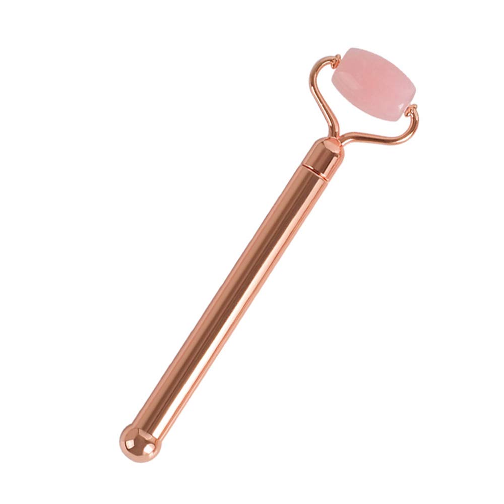 DingSheng 3 in 1 Rose Quartz Roller Set Removable Replacement Roller Natural Jade Roller Massage Anti Aging Facial Therapy Eye Puffiness Treatment Neck Slimming Skin Care Tool (Small Roller)