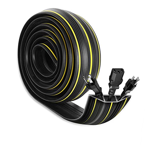 TOKPLNU Floor Cable Cover, 2M Rubber Floor Cable Protector Heavy Duty Wire Cover Outdoor Floor
