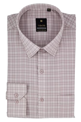 Image of 7-DAYS Men's Premium Checks Formal Shirt - Cotton Rich, Regular Fit, Full Sleeve, with Pocket, Wrinkle Resistant - Stylish Office & Everyday Wear.