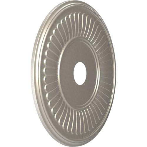 Image of Ekena Millwork CMP22BEBAL Berkshire Thermoformed PVC Ceiling Medallion (Fits Canopies up to 10 1 /8 inch), 22 inchOD x 3 1 /2 inchID x 1 inchP, Bright Coat Aluminum