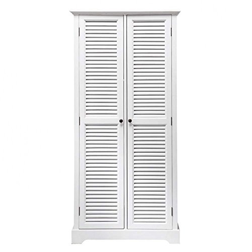 Image of APRODZ Mango Wood Double Doors Multipurpose Storage Montreal Wardrobe Almirah for Living Room | White