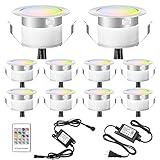 FVTLED Outdoor Deck Lights Kit Shell φ45mm, 10-Pack RGB LED Deck Lights 12V Low Voltage IP67 Waterproof for Garden Yard Stairs Patio Floor Kitchen Decoration InGround Landscape Lighting