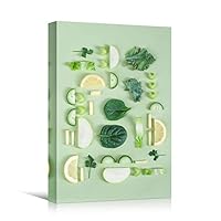 Canvas Wall Art Green Foods Arrangement Chic Citrus Colorful Fruit Kitchen Multicolor Photography - 12x18 inches