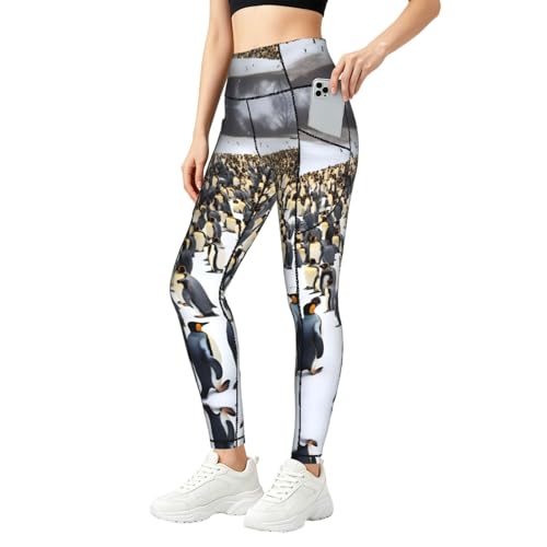 Leggings de pingüinos para mujer pantalones cómodos con bolsillos que evitan el frío invernal