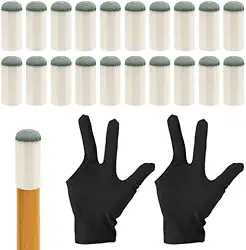 20 peças de pontas de taco de bilhar com 2 luvas de bilhar, pontas de taco de bilhar pontas de taco de bilhar ponta de substituição para taco de bilhar 13 mm para taco de sinuca